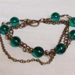 Czech Glass Beads Brass Chain Bracelet